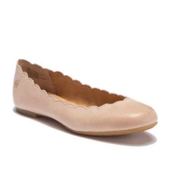 Born Shoes New Born Allie Scalloped Leather Flat Taupe